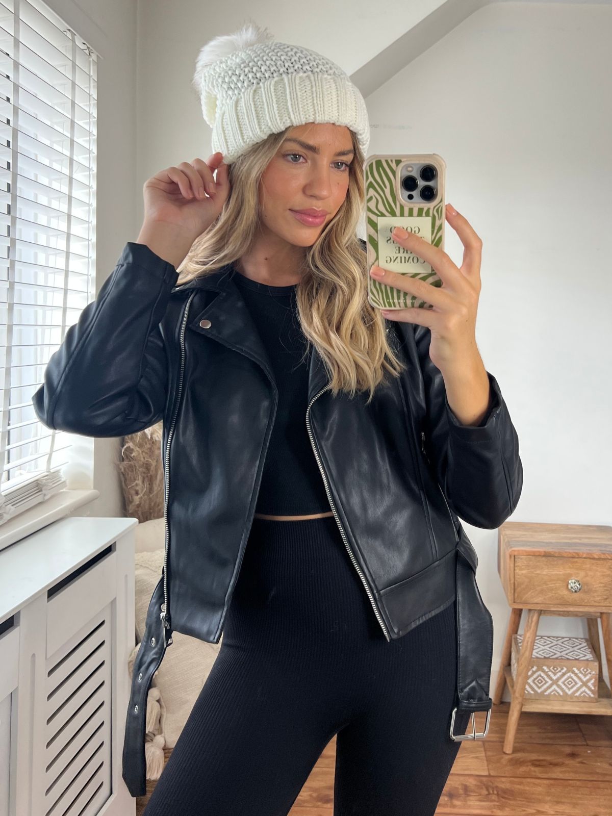 Black Faux Leather Biker Jacket