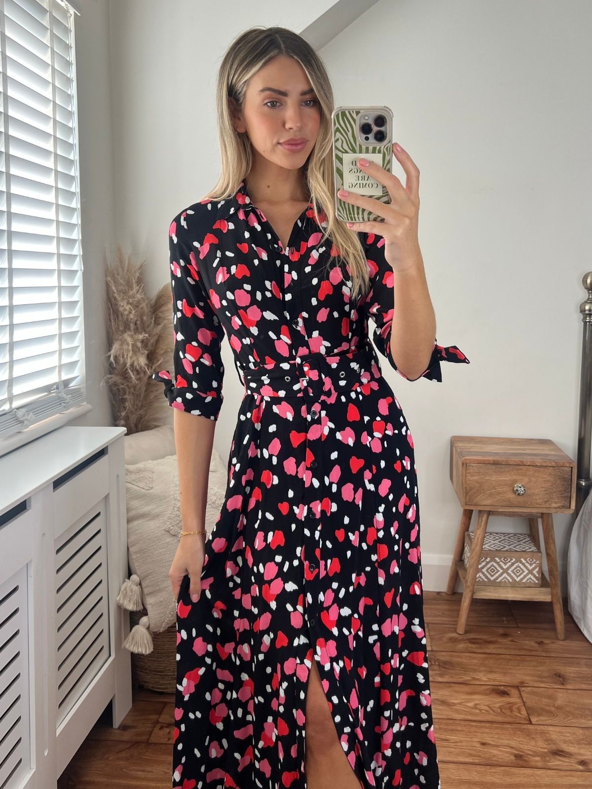 Heart Print Shirt Dress