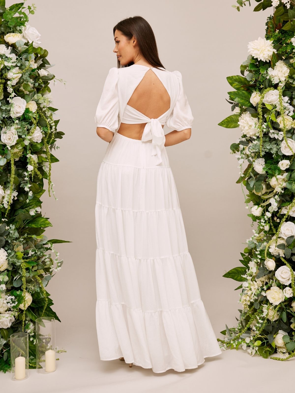 Zoe Tiered Cutout Maxi Dress / White