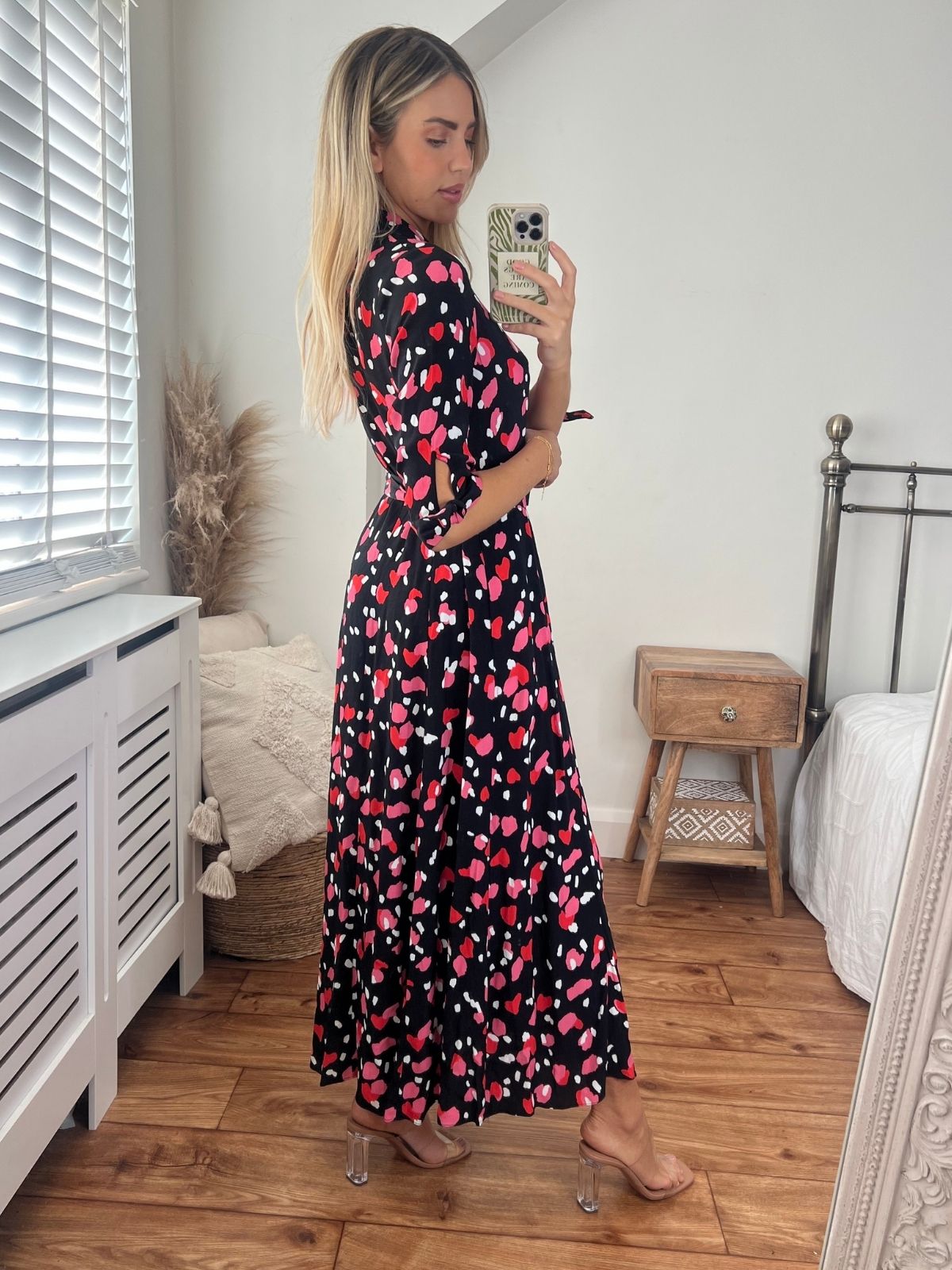 Heart Print Shirt Dress