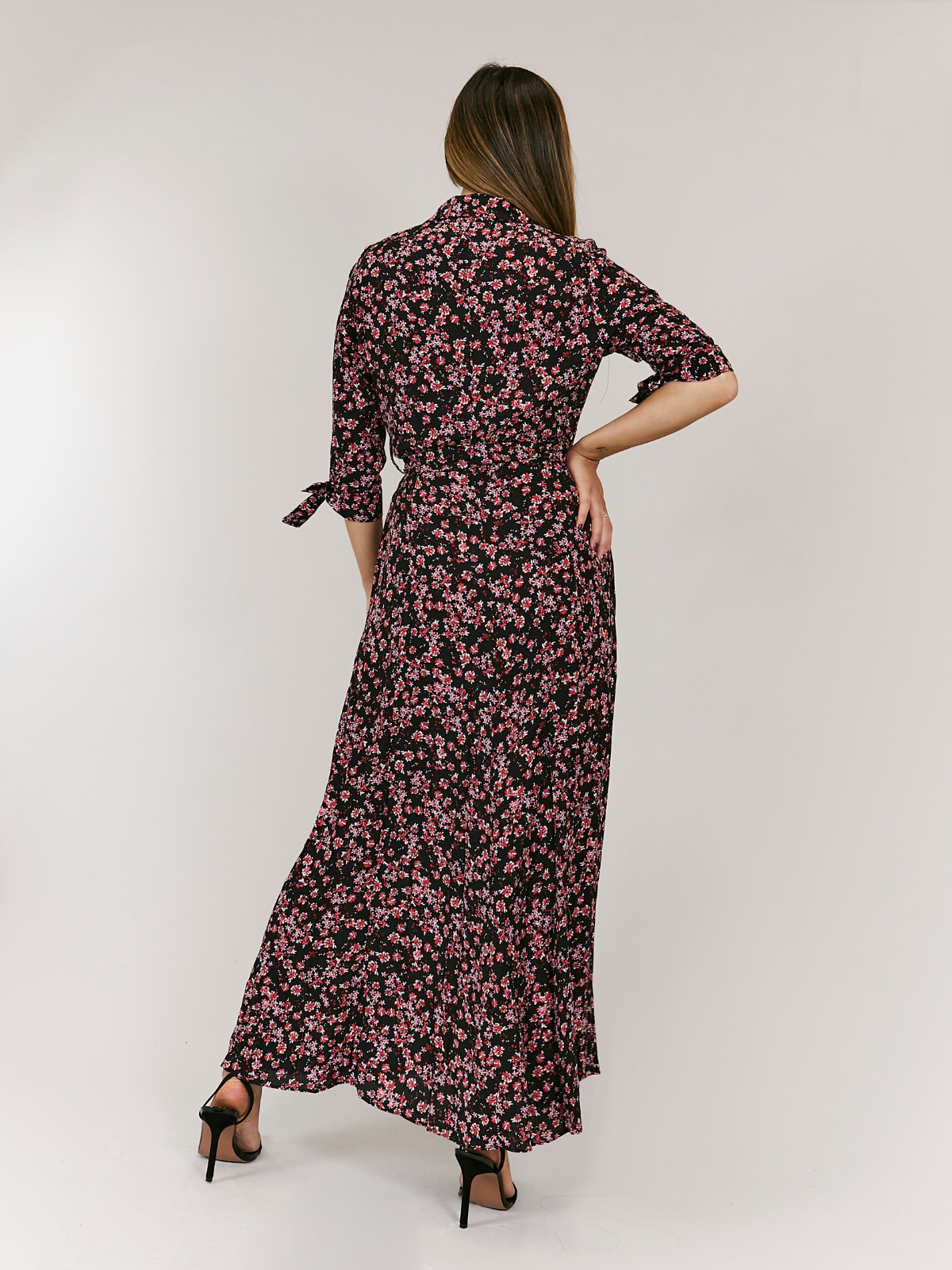 Daphne Belted Shirt Dress / Dark Floral Print