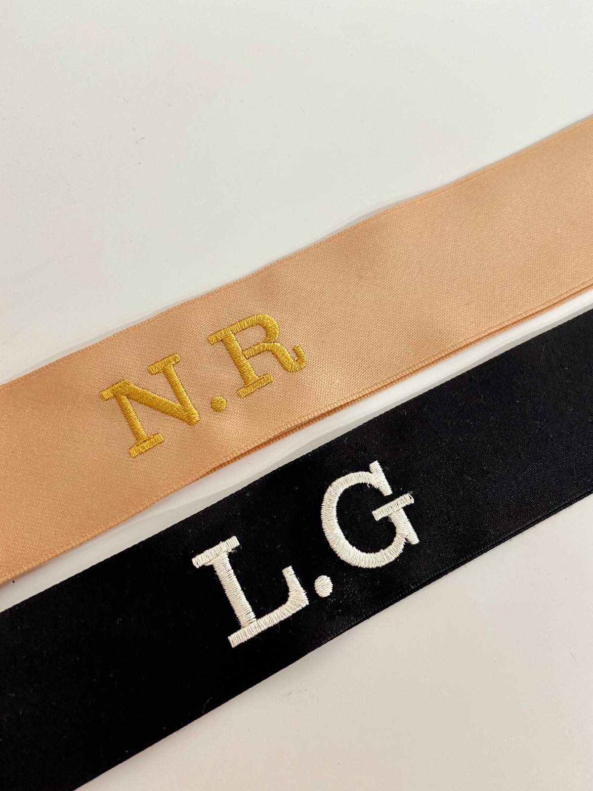 Pack Of Two Black And Rose Gold Personalised Ribbons
