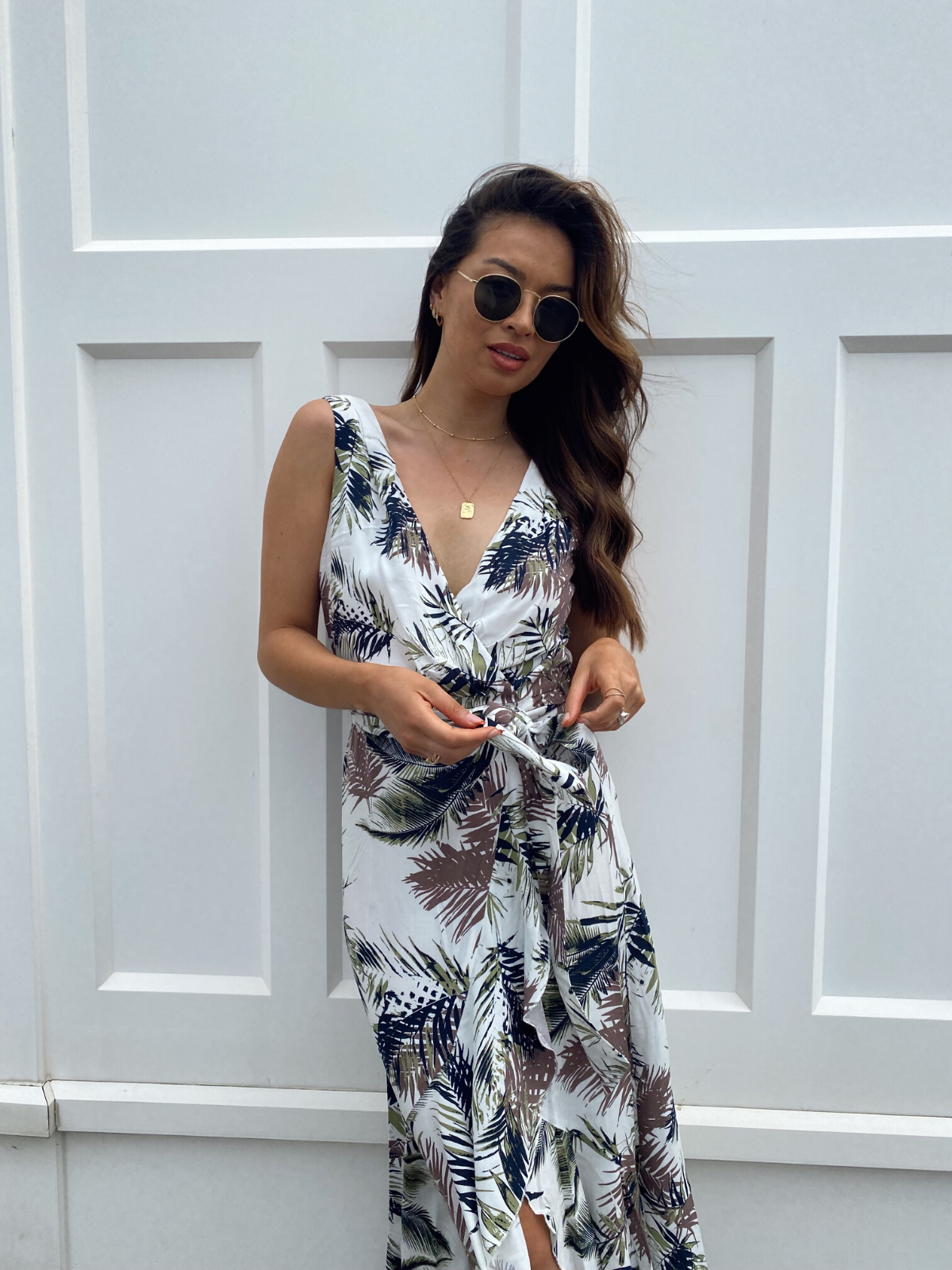 Palm wrap deals dress