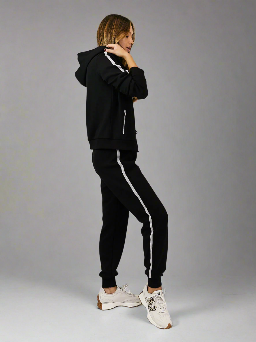 Black Joggers with White Stripe