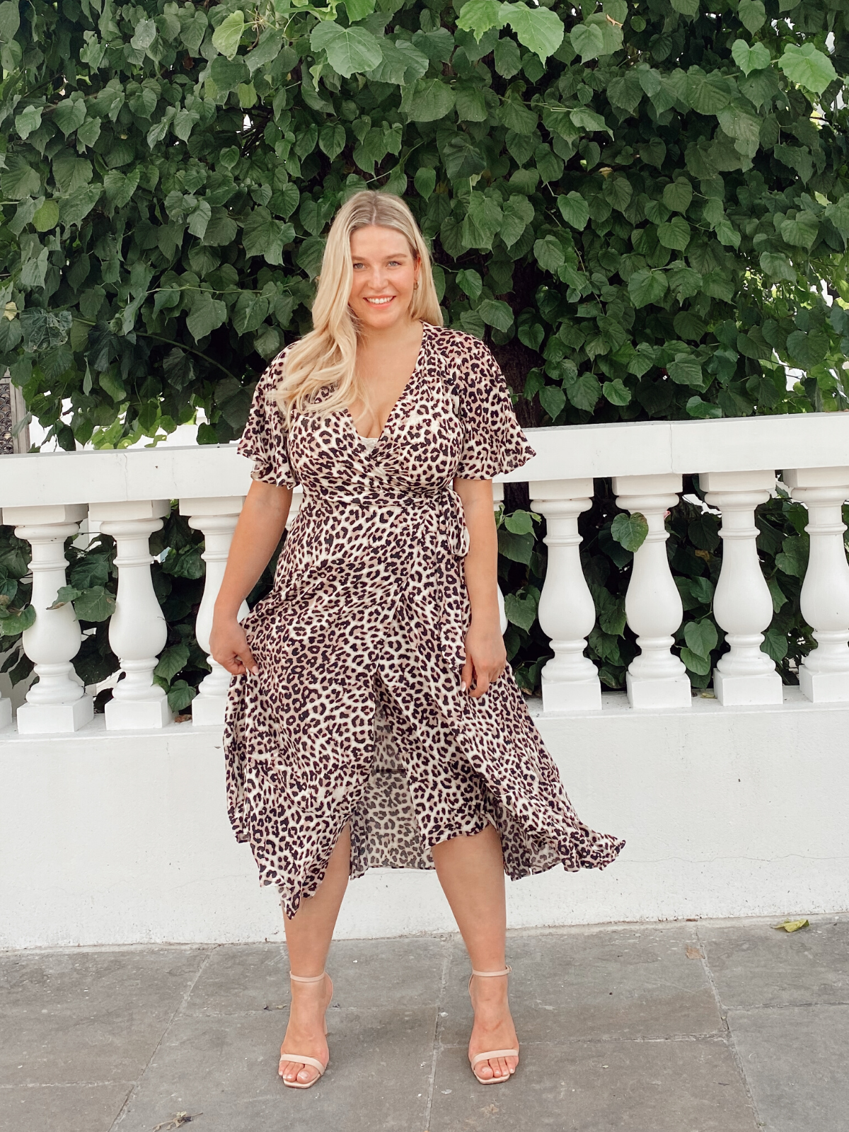 Neutral online wrap dress