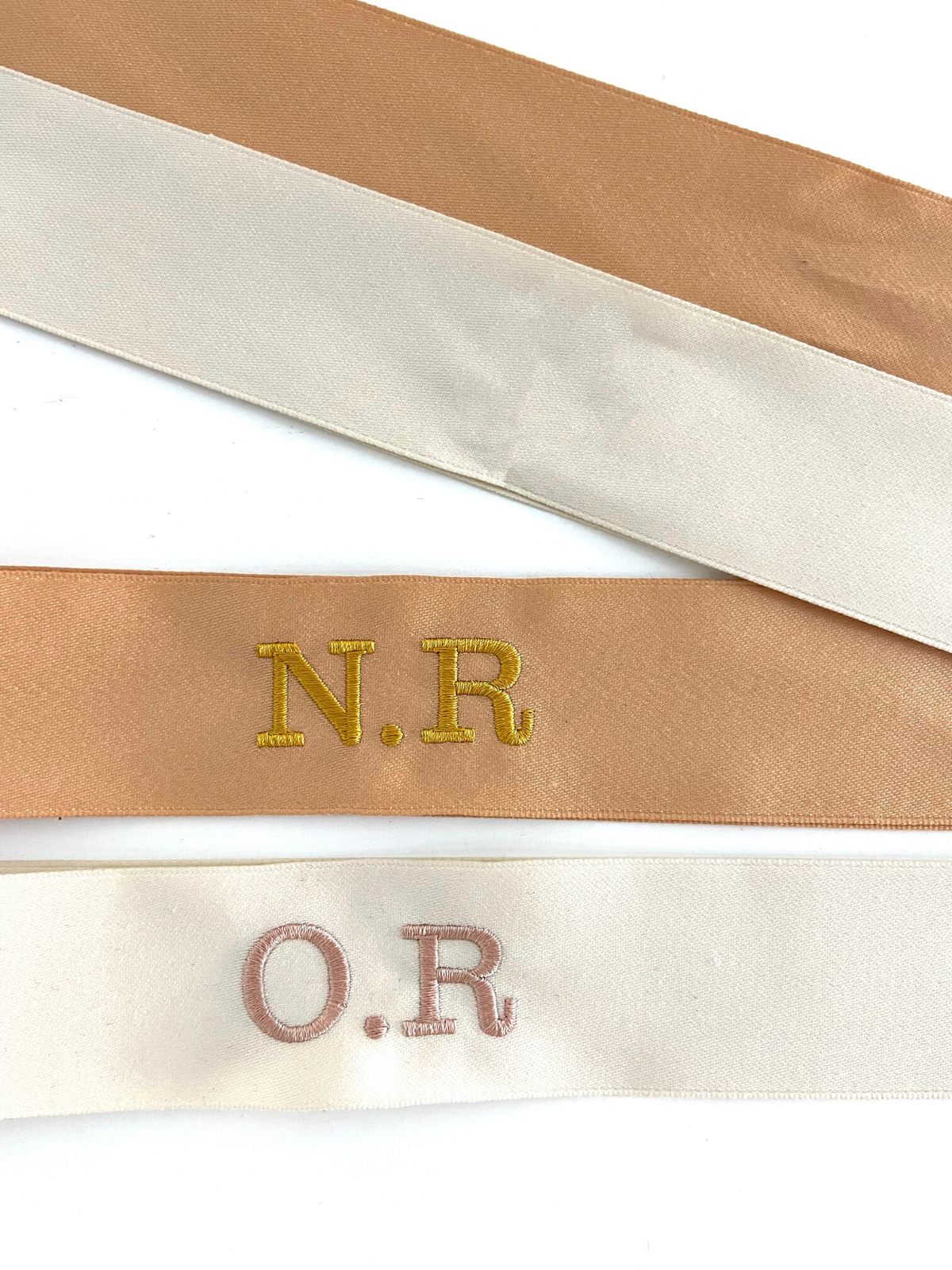 Pack Of Two Rose Gold And Ivory Personalised Ribbons