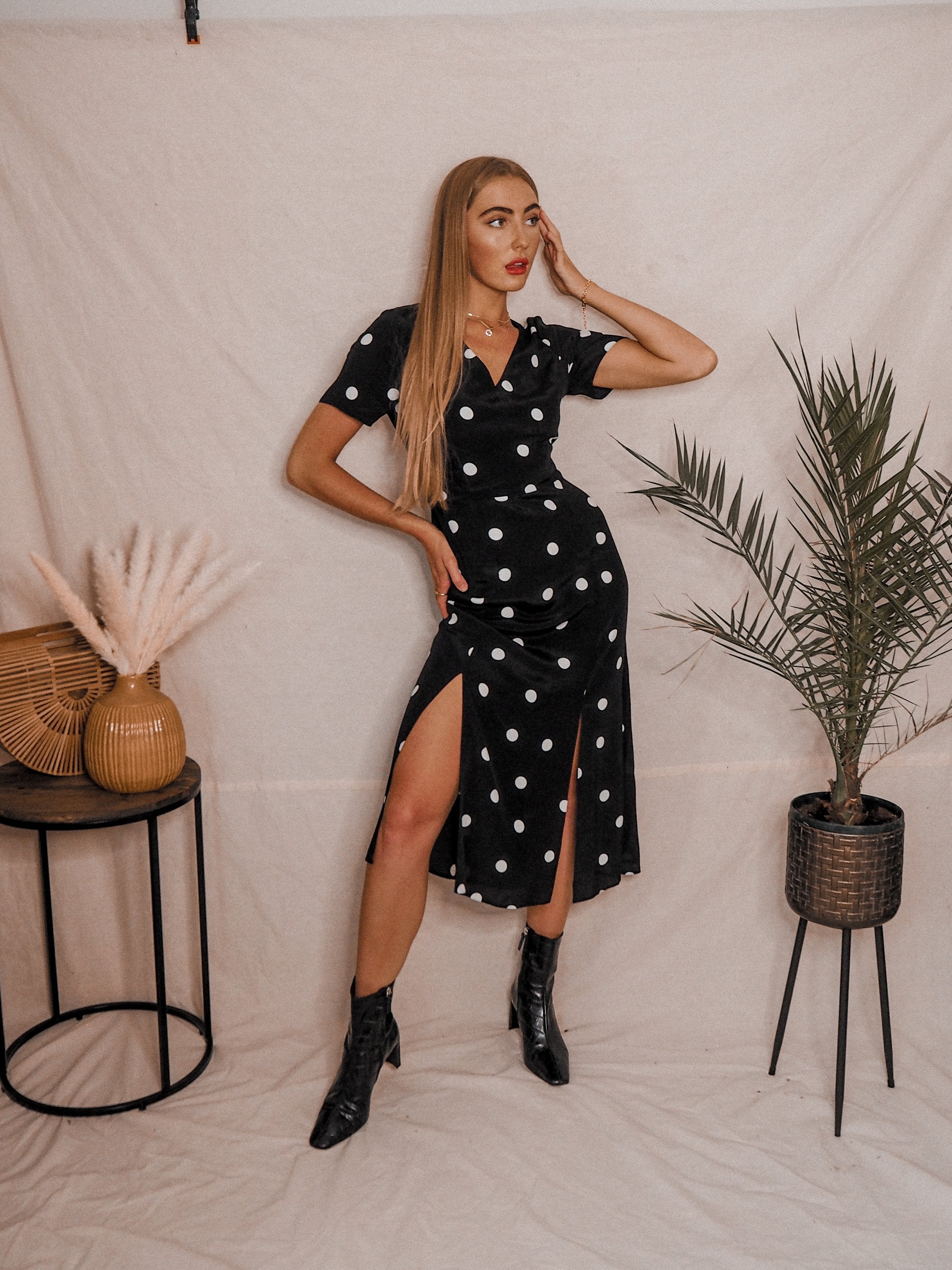 Black Polka Dot Dress | Winnie Spotted Midi Dress