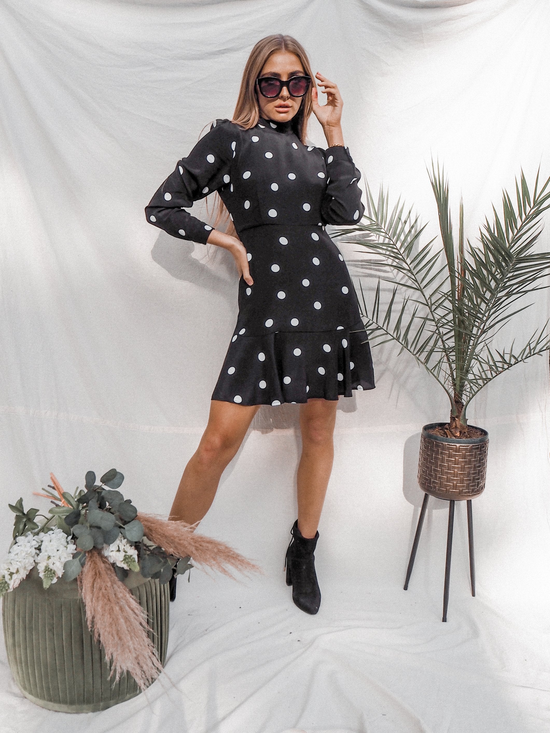 Carrie Black And White Spot Dress