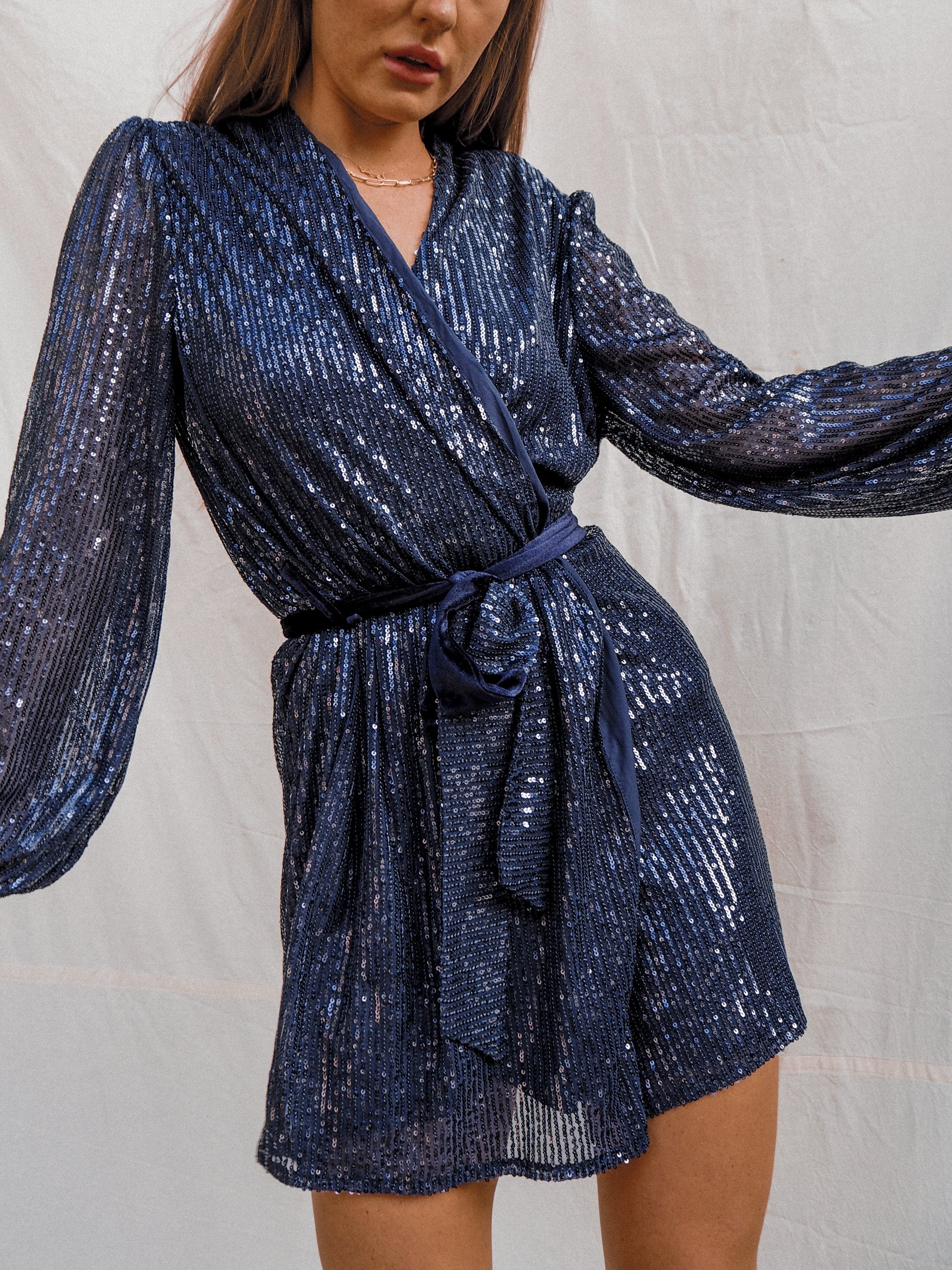 Club l sequin wrap dress best sale