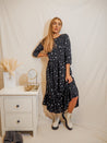 Star Midi Dress | Hallie Star Print Midi Smock Dress