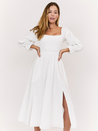 White Long Sleeve Midi Dress | White Midi Dress - Style Cheat