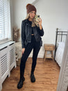 Black Faux Leather Biker Jacket