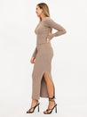 Beige Knit Midi Skirt