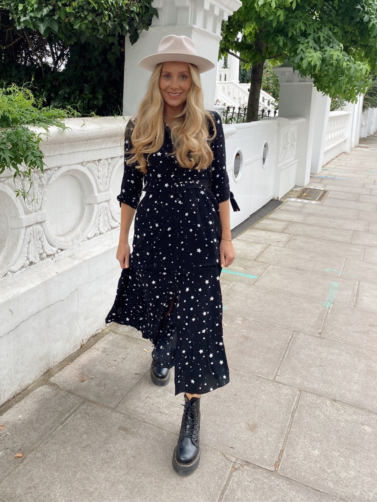 Long sleeve top white smock dress