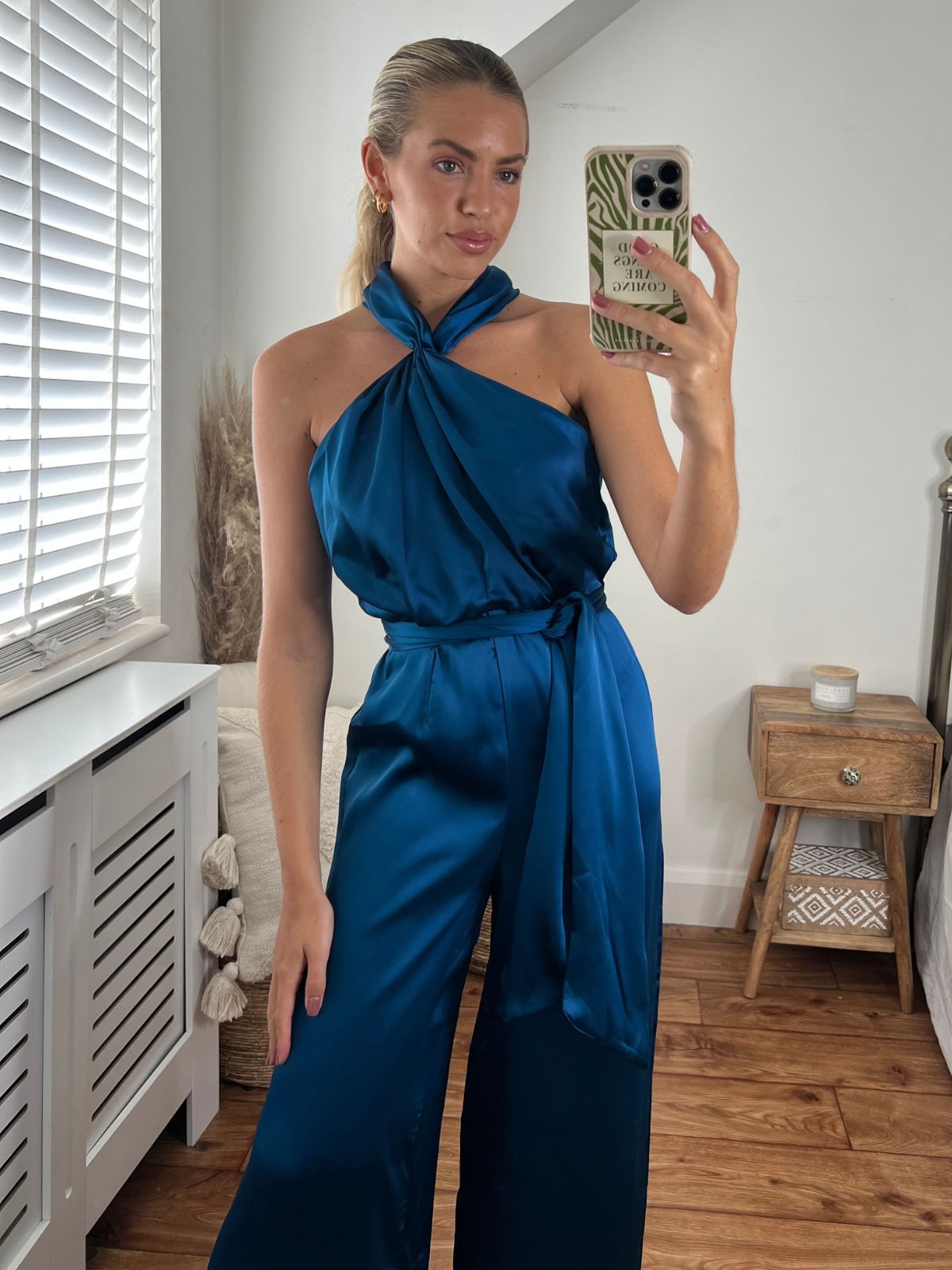 Blue Satin Jumpsuit