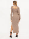 Beige Knit Midi Skirt