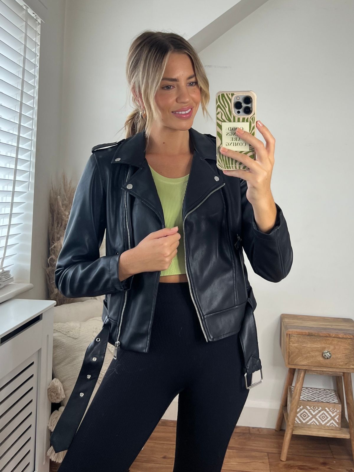 Black Faux Leather Biker Jacket