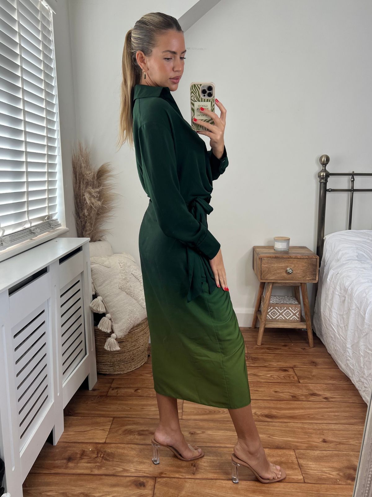 Beau Wrap Midi Skirt / Green Ombre