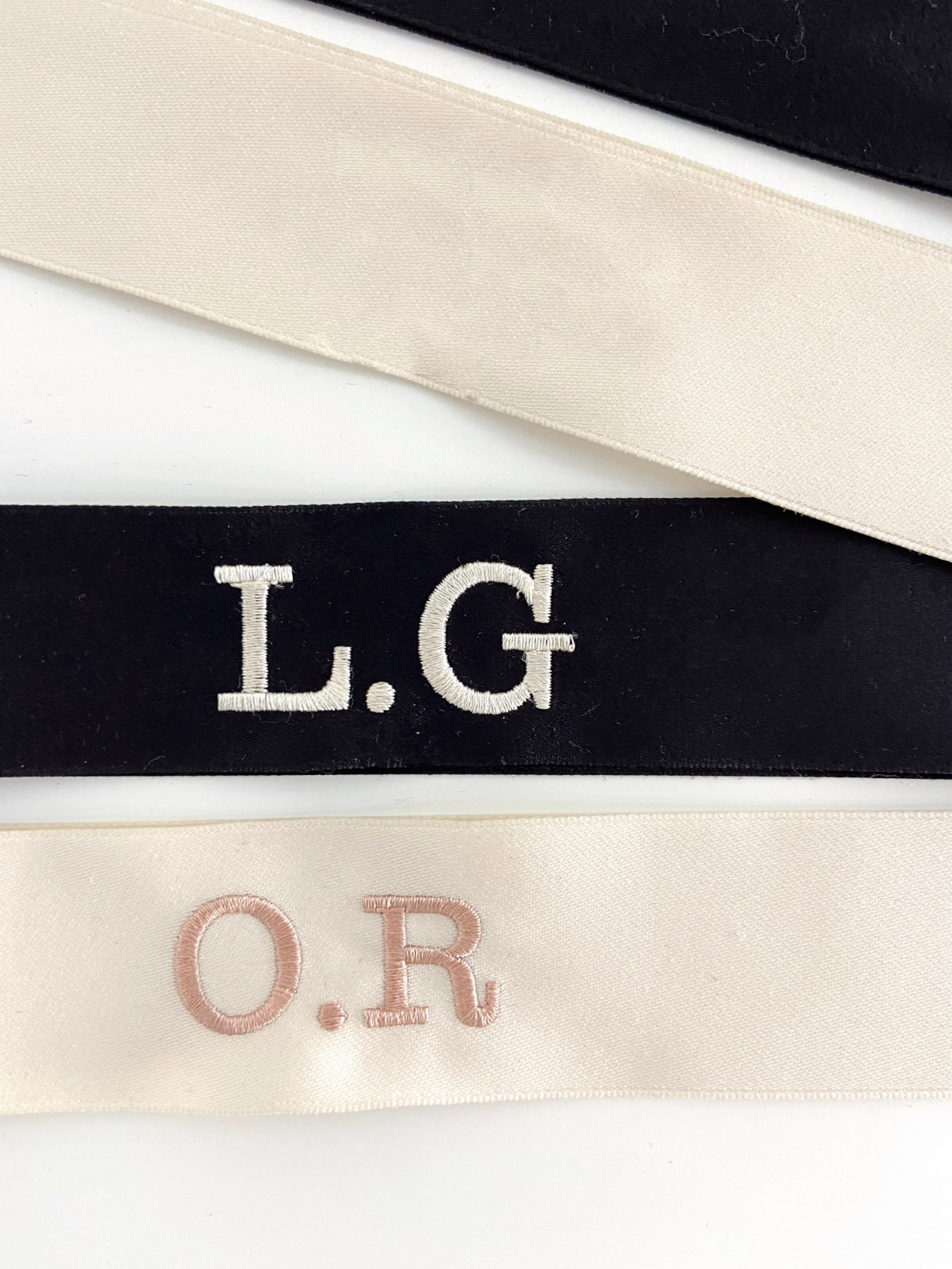 Pack Of Two Black And Ivory Personalised Ribbons