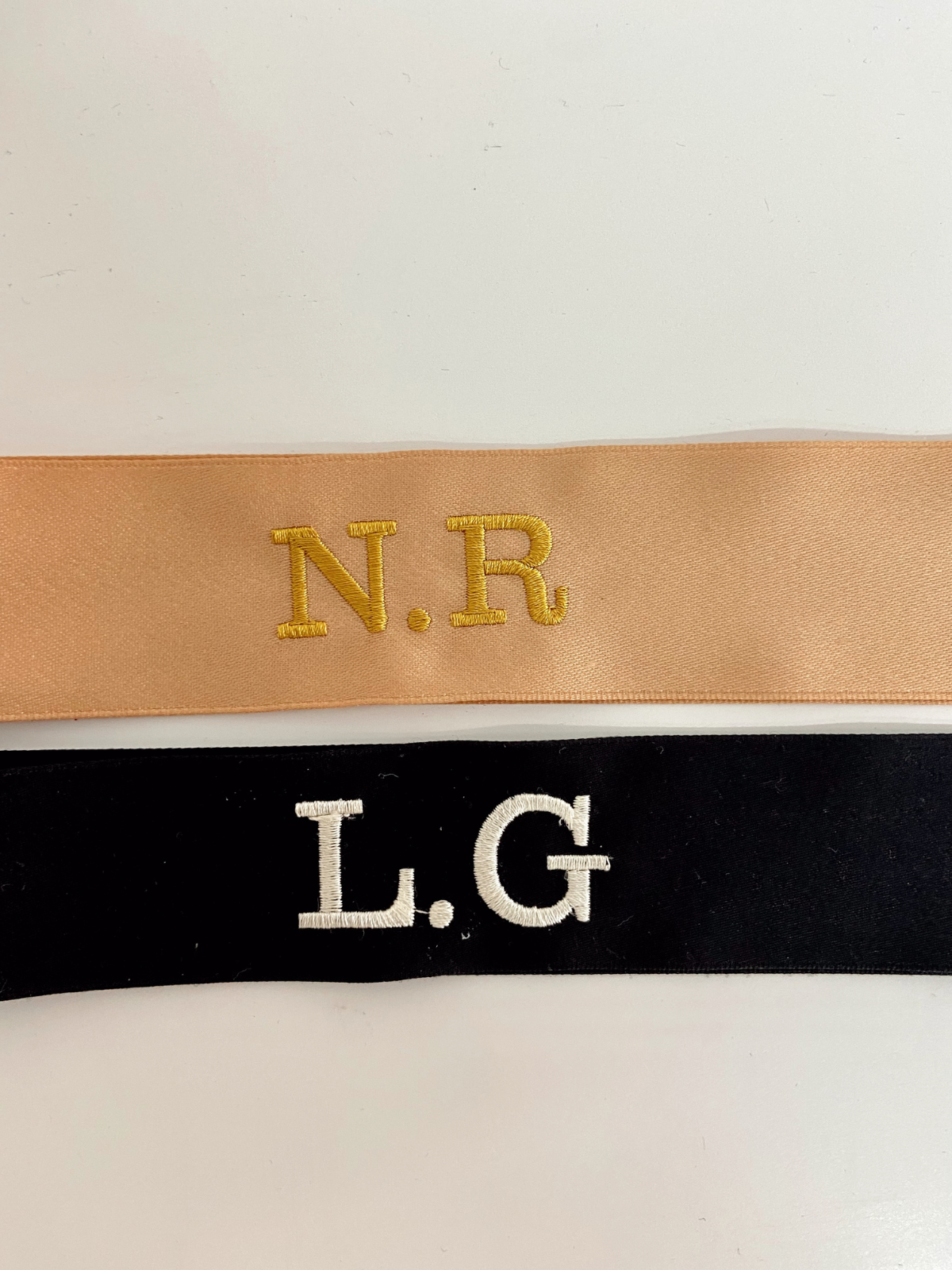 Pack Of Two Black And Rose Gold Personalised Ribbons