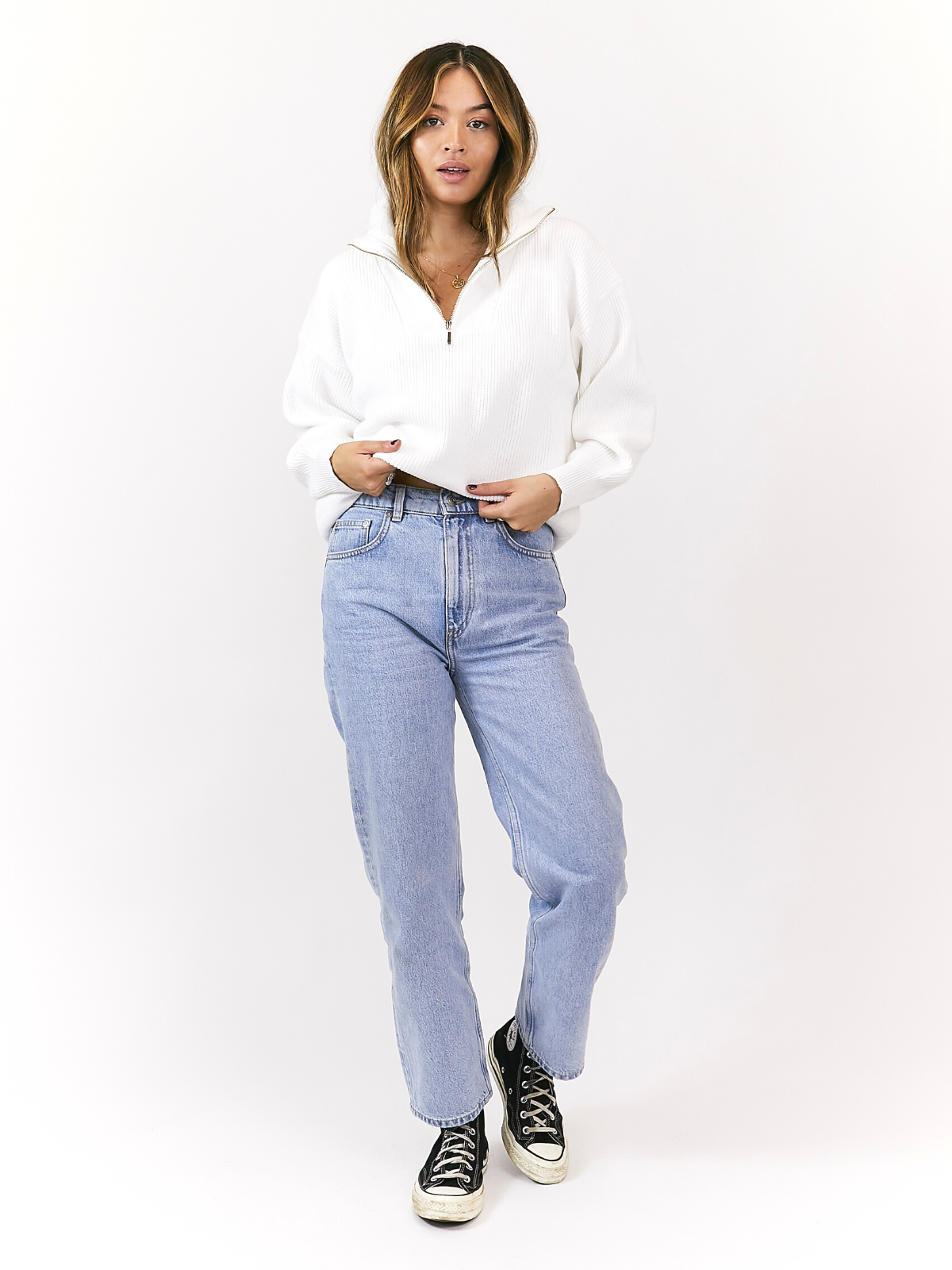 Stevie Zip Detail Jumper / Ivory