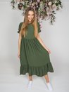 Kaylee Khaki Smock Tiered Midi Dress – Style Cheat