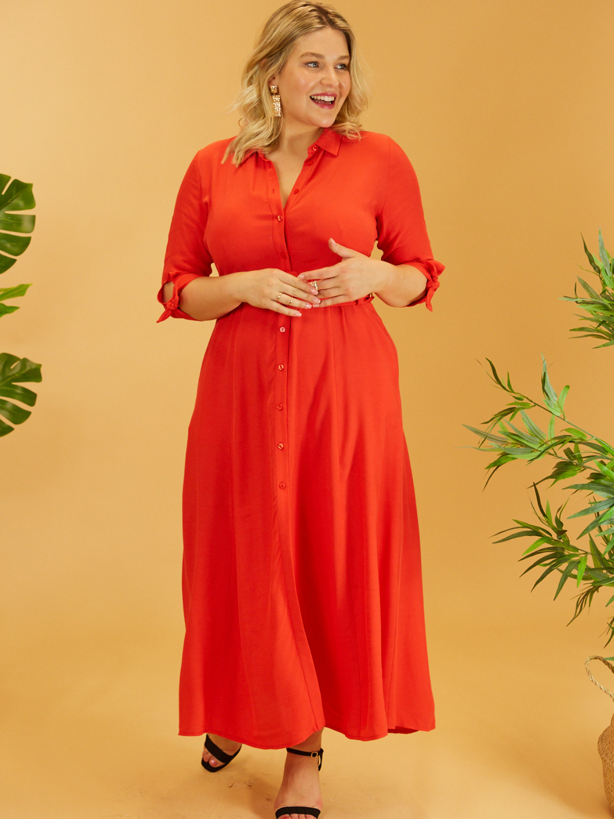Plus size deals red shirt dress