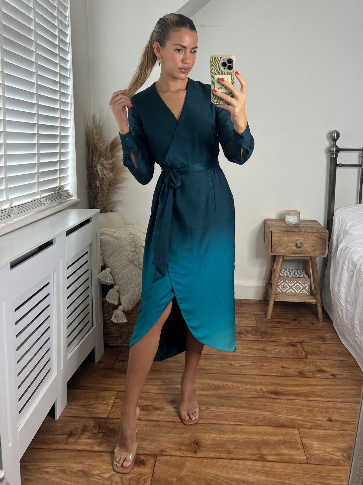 Green Ombre Dress | Fergie Reversible 2 in 1 Wrap Midi Dress