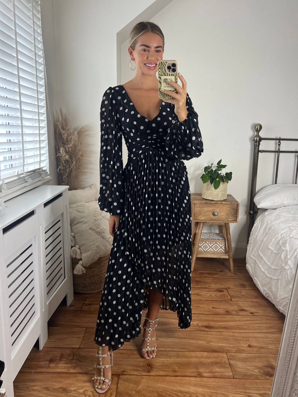 Long Sleeve Spotted Dress