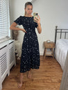 Star Print Midi Dress | Erika Bow Back Tiered Dress
