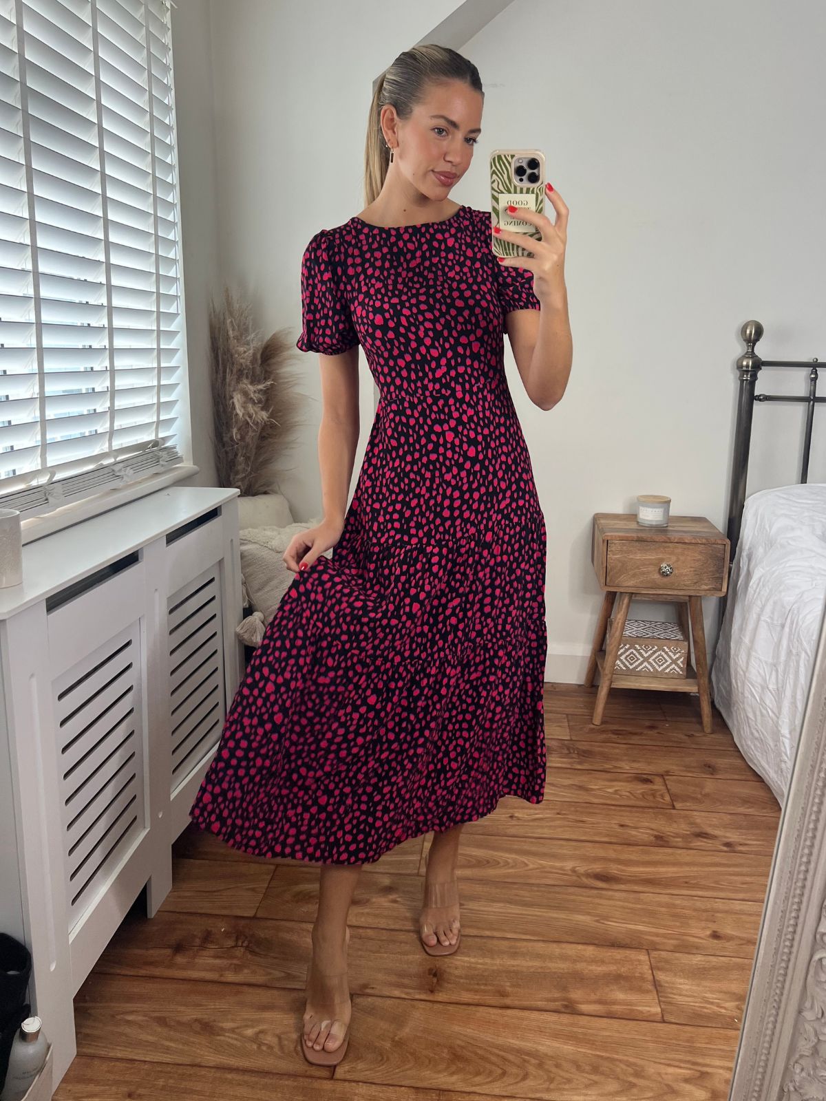 Erika Bow Back Tierred Dress / Pink Spot