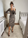 Animal Print Midi Wrap Dress