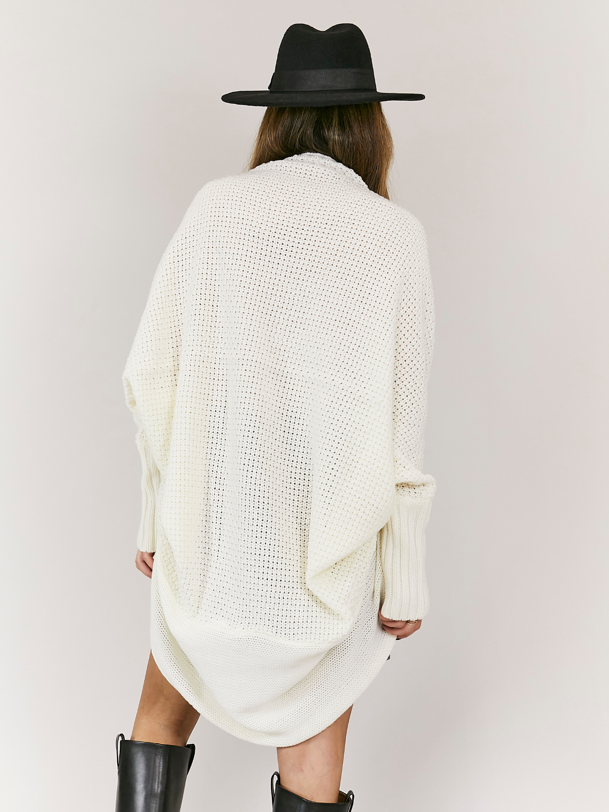 Keira Waffle Knitted Slouch Cardigan / Ivory