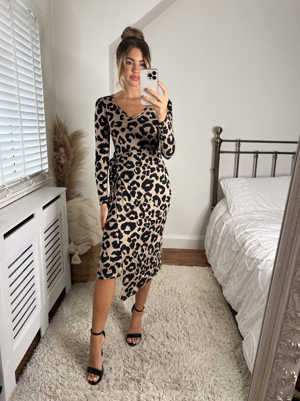 Animal Print Midi Wrap Dress