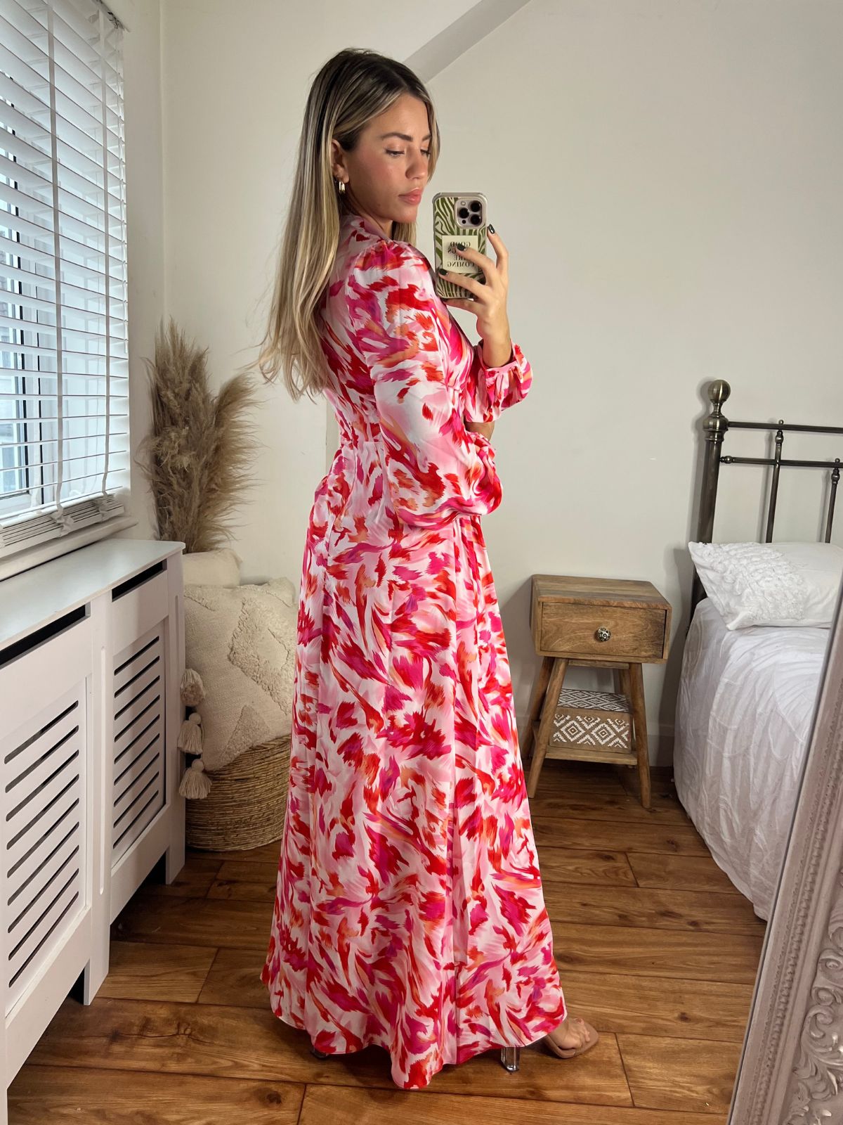 Pink and Red Maxi Dress