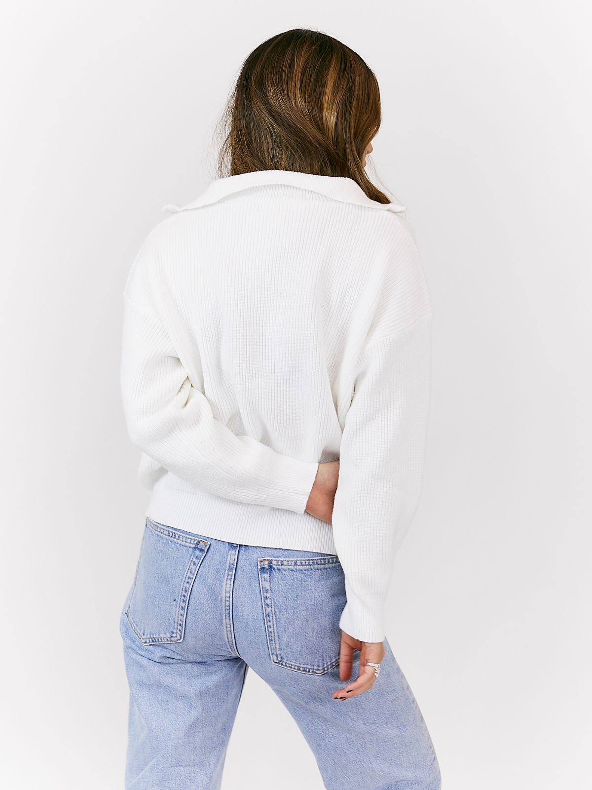 Stevie Zip Detail Jumper / Ivory