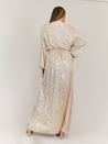 Gold Sequin Wrap Dress | Ria Sequin Wrap Maxi Dress / Gold