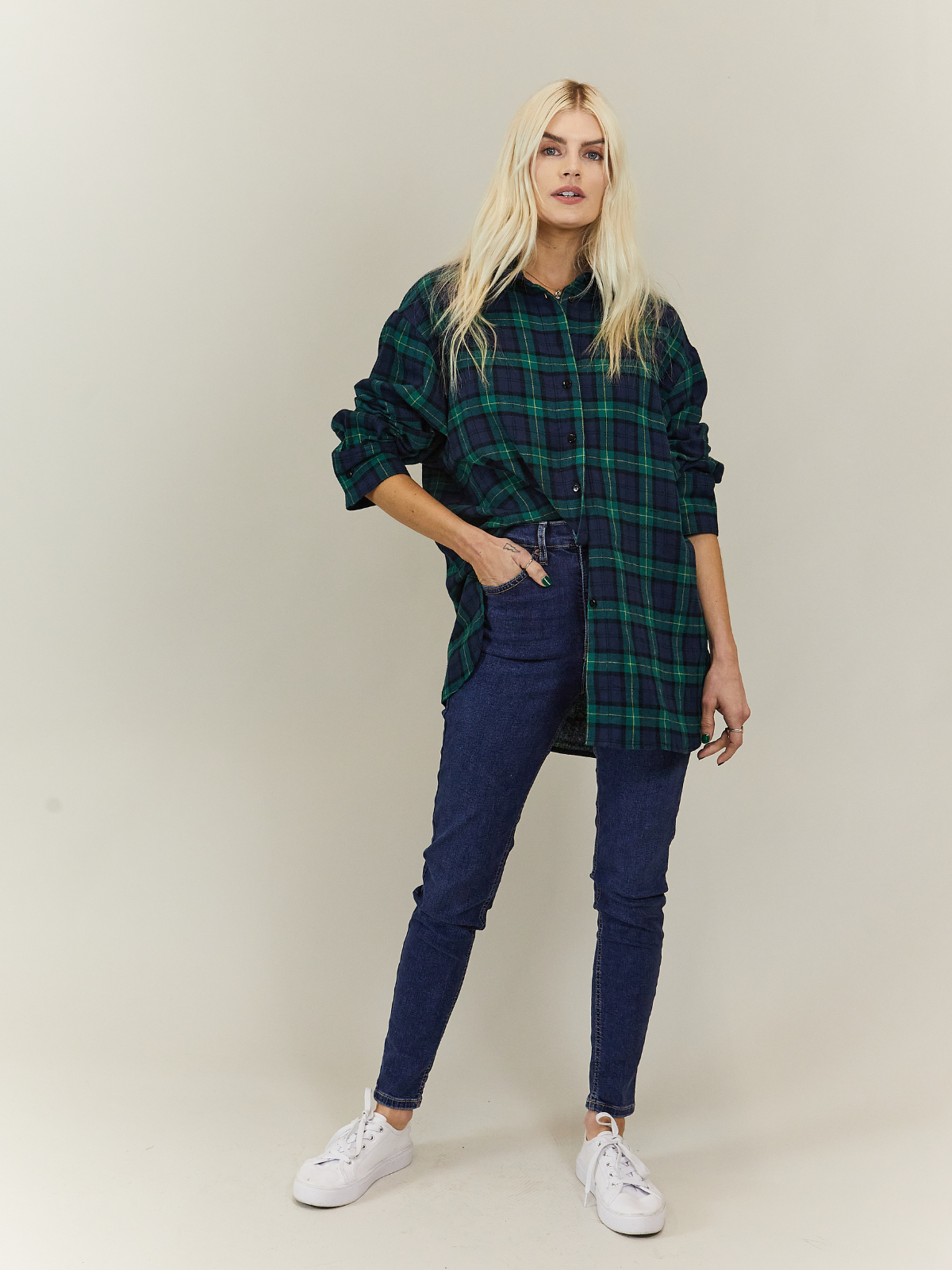 Oversized Green Checked Shirt