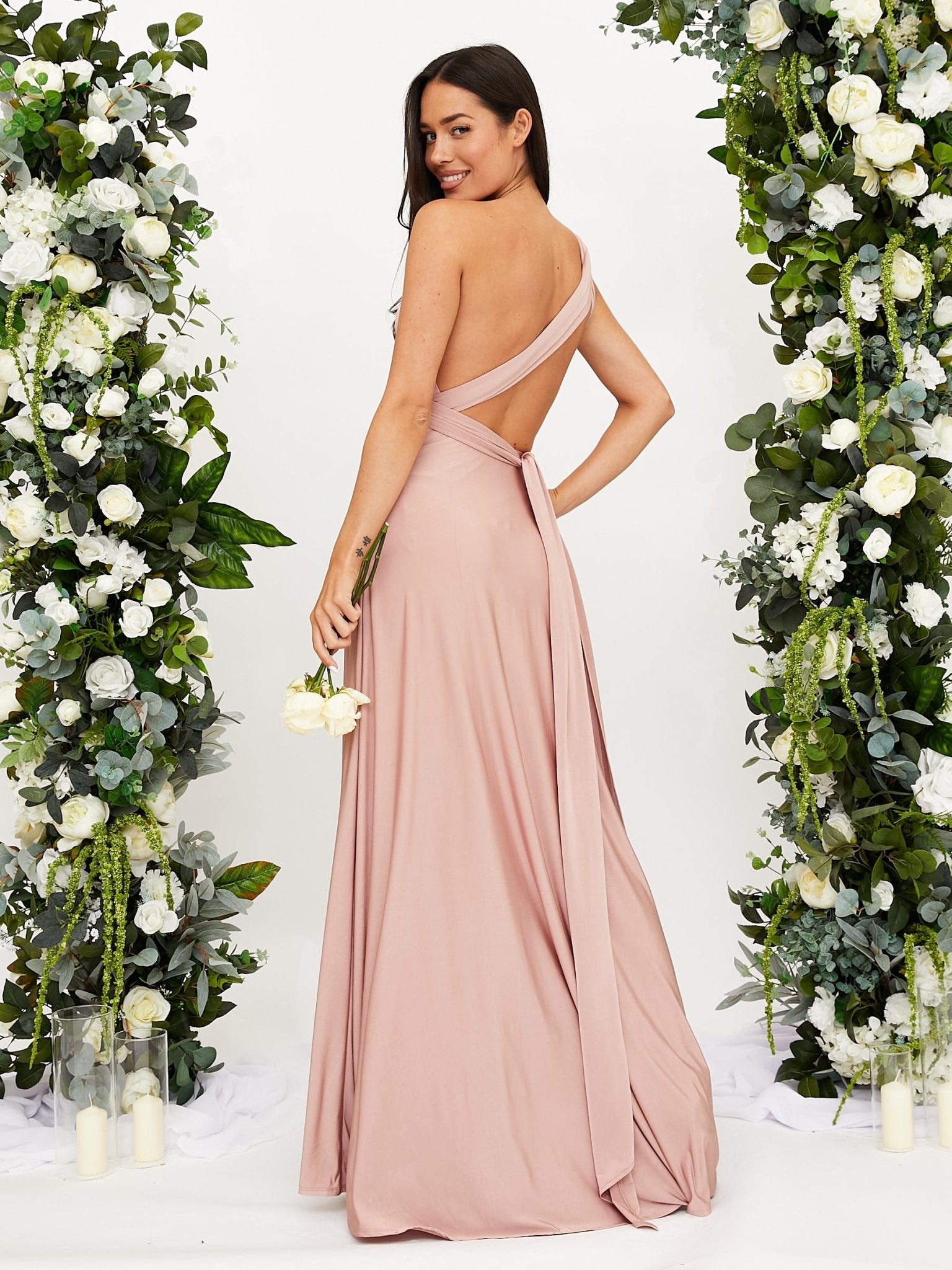Pink Multiway Bridesmaid Dress | Slinky Maxi Dress in Blush Style Cheat Pink Multiway Bridesmaid Dress | Slinky Maxi Dress in Blush Style Cheat