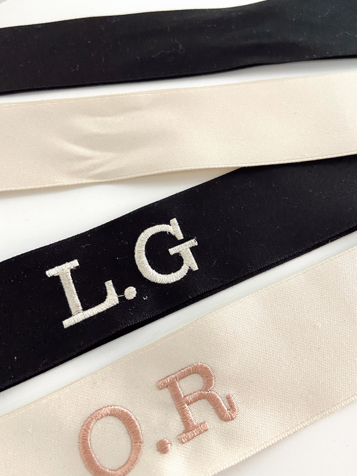 Pack Of Two Black And Ivory Personalised Ribbons