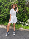 White Linen Playsuit | White Playsuit - Style Cheat