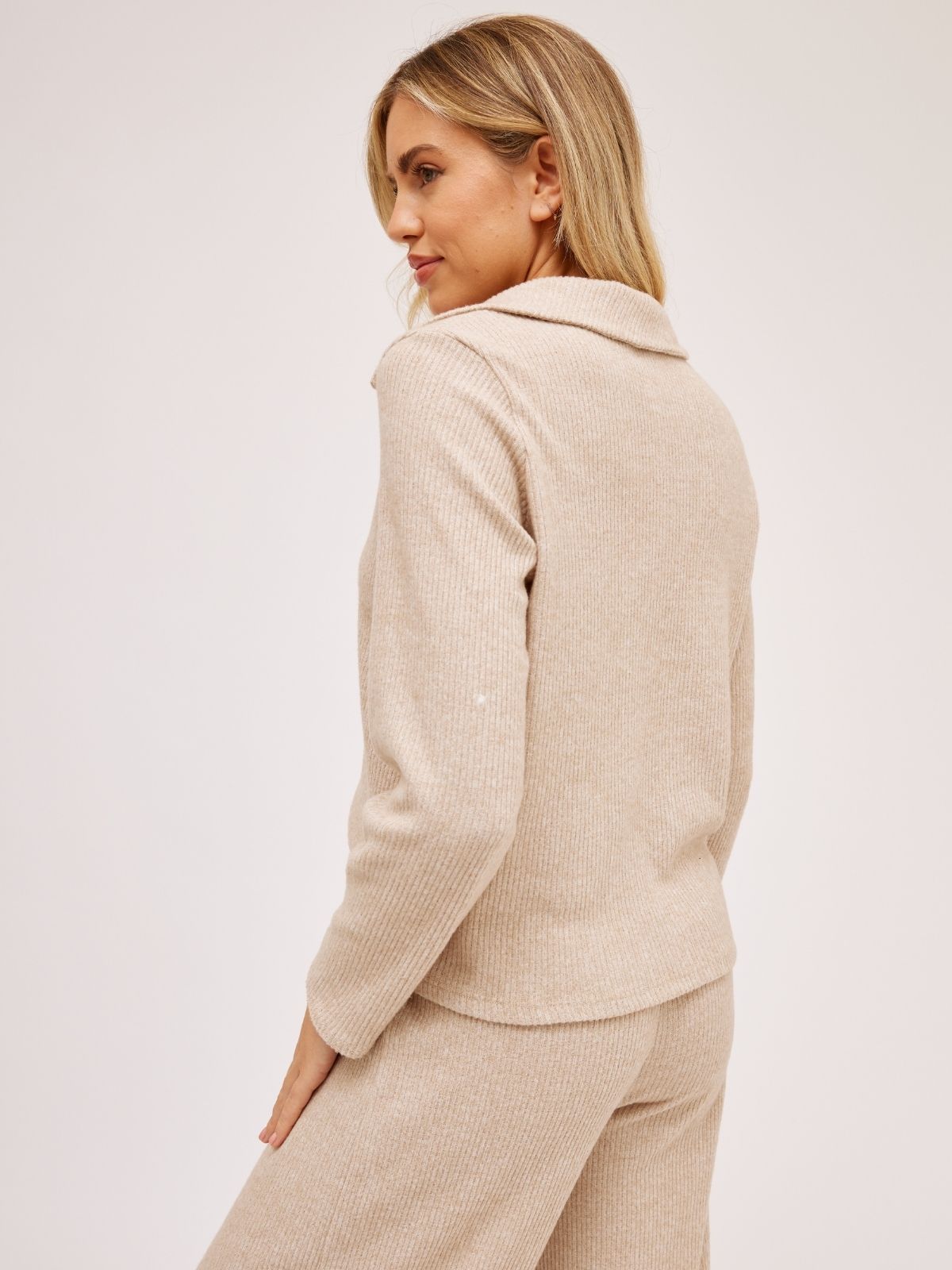 Vicky Knitted Collared Cardigan / Stone
