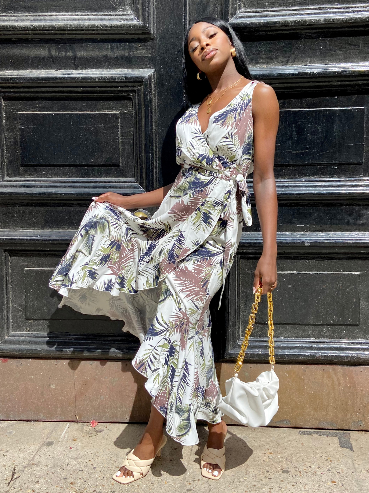 Palm print 2025 maxi dress
