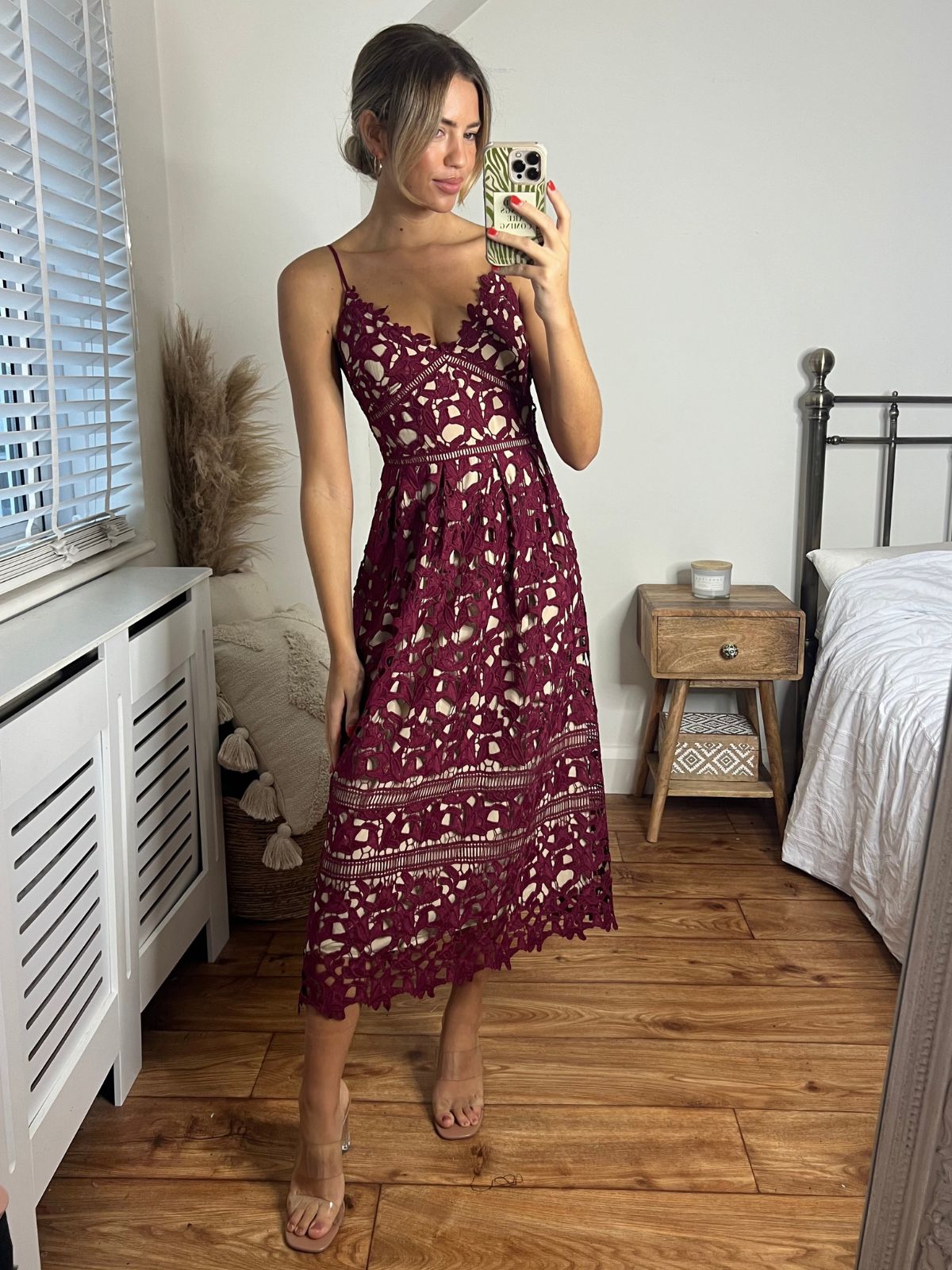 Harmony Lace Strappy Midi Dress / Mulberry