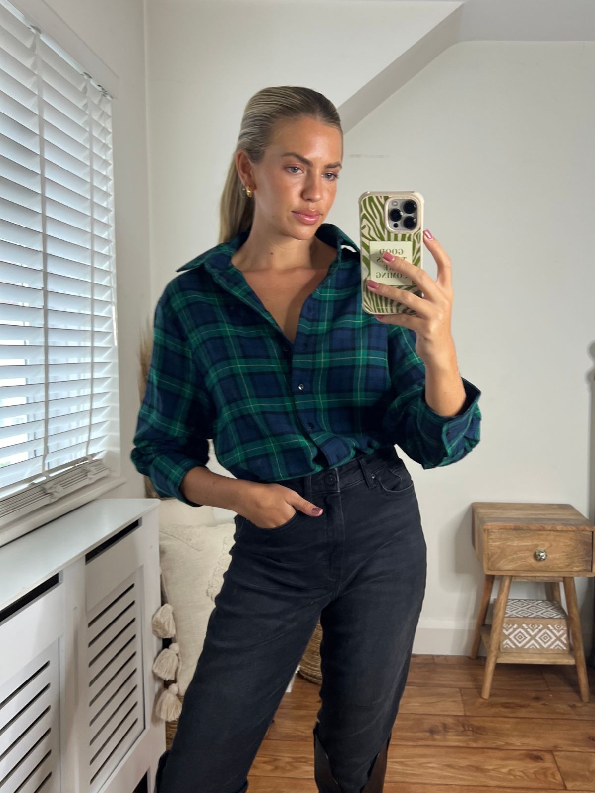 Sienna Oversized Shirt / Green Check