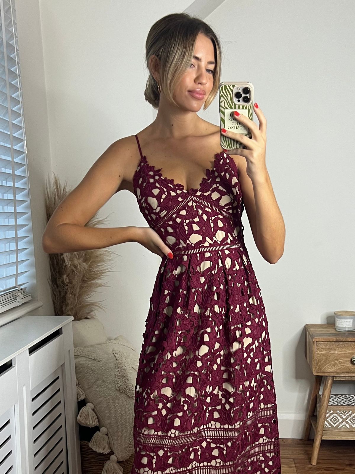 Harmony Lace Strappy Midi Dress / Mulberry