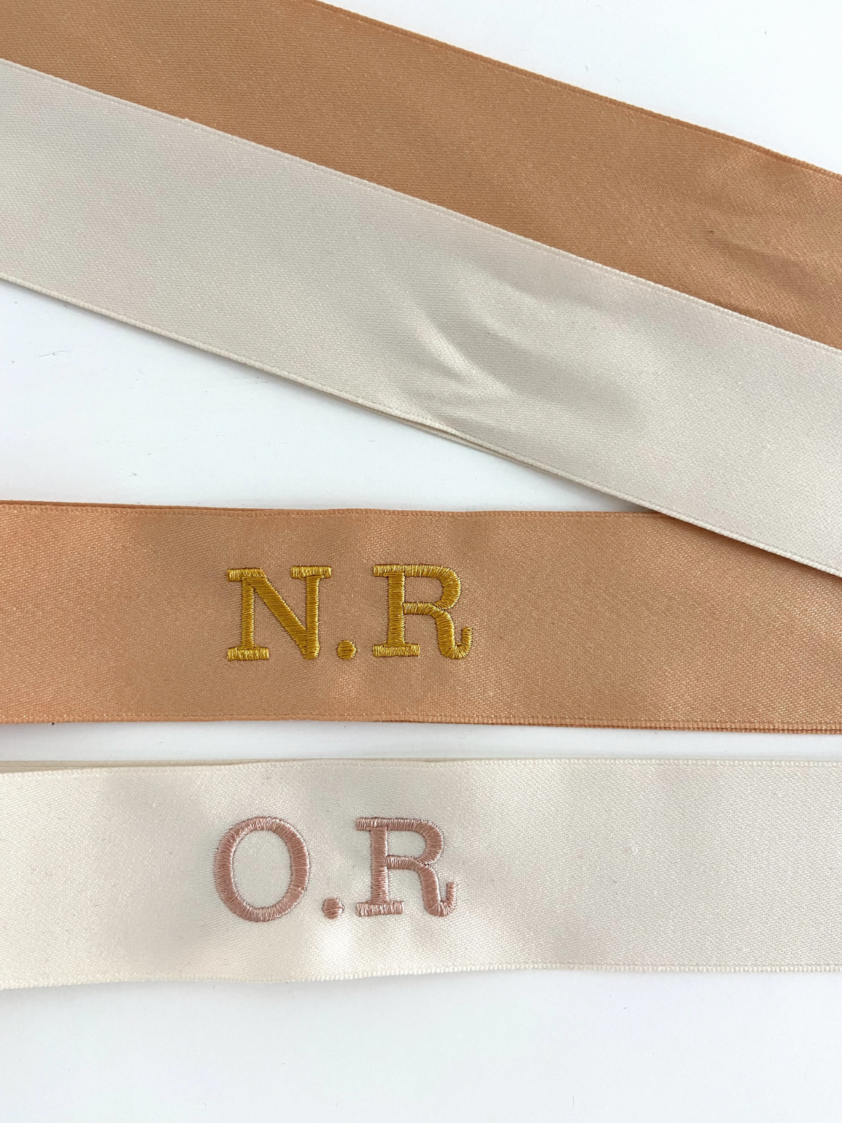 Pack Of Two Rose Gold And Ivory Personalised Ribbons