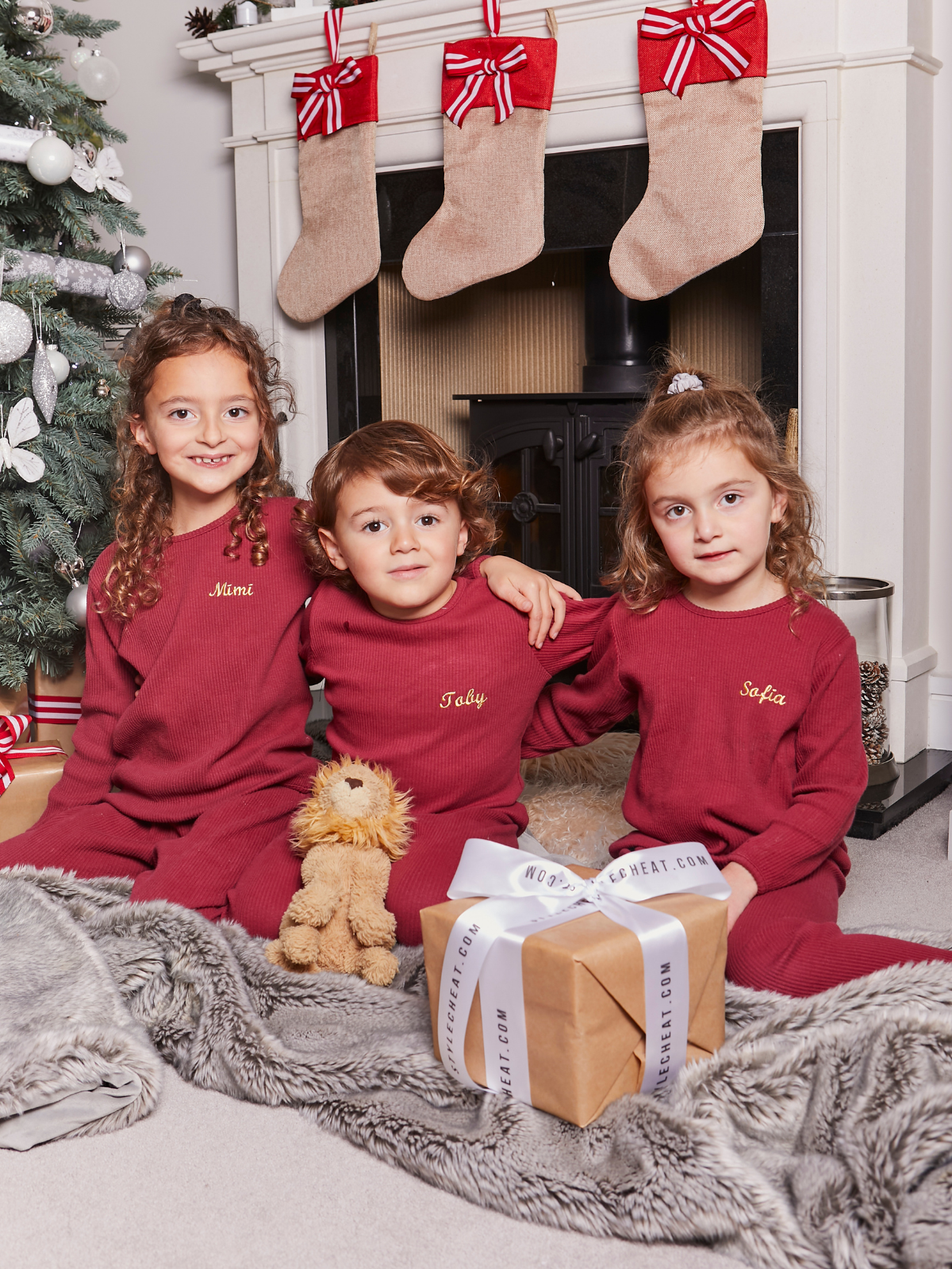 Kids Personalised Unisex Ribbed Jersey Loungewear Set / Mocha