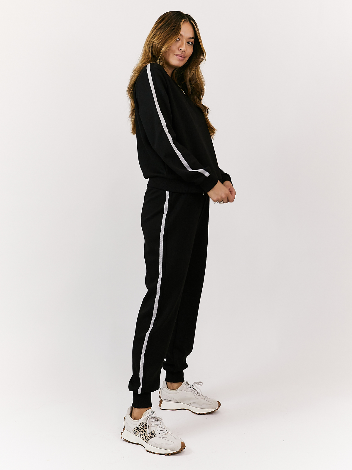 Black Joggers with White Stripe