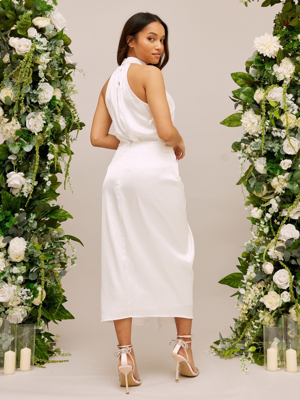 High Waist Satin Drape Bridal Skirt / Ivory
